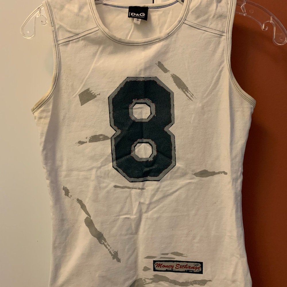 D&G White Tank Top with Number 8